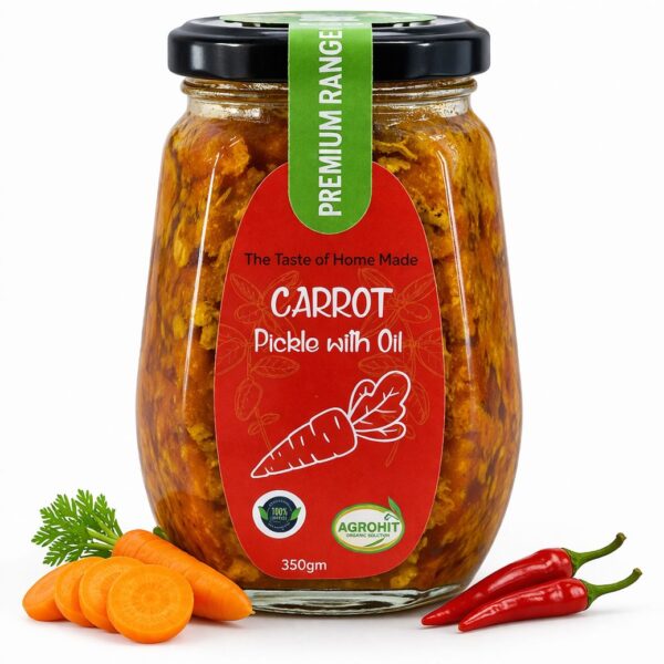 Homemade Carrot Pickle (Achar/Achaar) in Mustard Oil – Organic Gajar Achar 350g